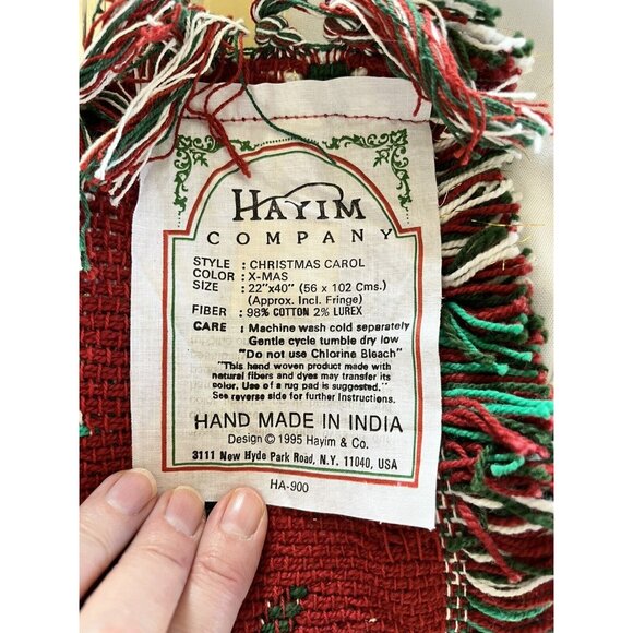 Hayim Company X-Mas Tapestry Throw 22" X 40" Christmas Carol Design Vintage - Picture 5 of 6